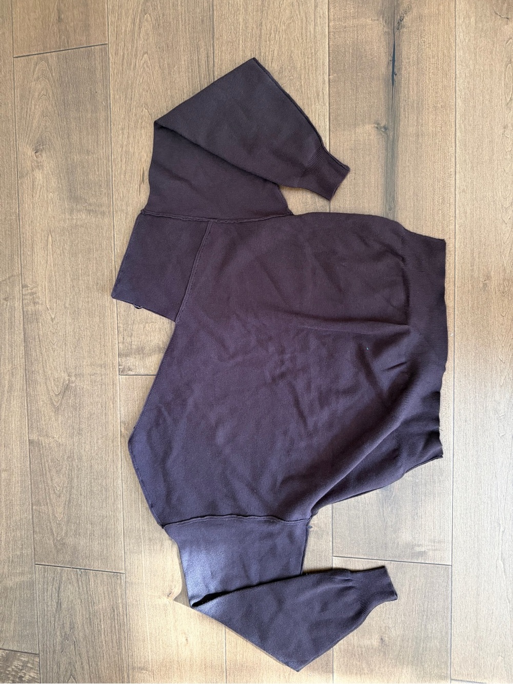 Line & Dot Off-the-Shoulder Sweater in Dark Plum